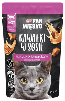 Pan Mięsko kurczak z krewetkami 85g - mokra karma dla dorosłych kotów