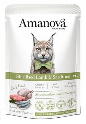 Amanova Cat Sterilised Lamb & Sardines - jagnięcina i sardynki saszetka 85g