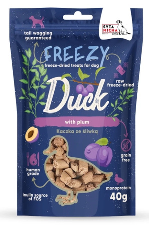 Syta Micha Liofilizowane przysmaki dla psa Kaczka ze śliwką FREEZY 40g