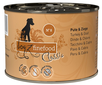 Dogz Finefood Classic N.08 Indyk i koza 200g - mokra karma dla dorosłych psów