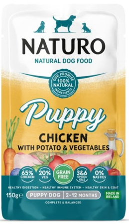 Naturo Mini Puppy kurczak z ziemniakami i warzywami saszetka 150g - mokra karma dla szczeniąt