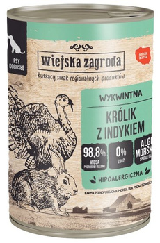 Wiejska Zagroda Królik z indykiem 400g -mokra karma dla psów dorosłych