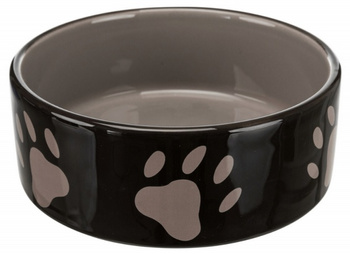 Trixie Miska ceramiczna czarna w szare łapki 0,3L/12cm [TX-24531]