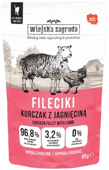 Wiejska Zagroda Fileciki kurczak z jagnięciną 100g - mokra karma dla dorosłych kotów