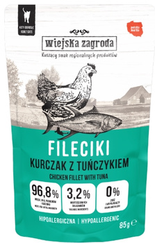 Wiejska Zagroda Fileciki kurczak z tuńczykiem 85g - mokra karma dla dorosłych kotów