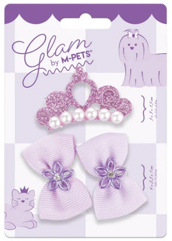 Mpets GLAM spinki i gumka - fioletowe kokardki i korona
