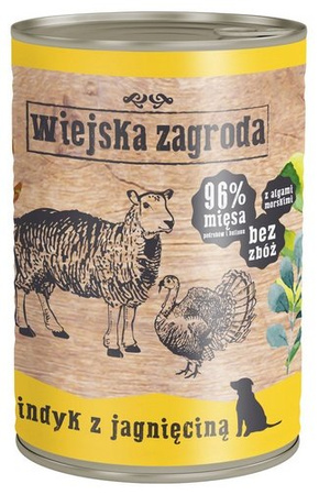 Wiejska Zagroda Indyk z jagnięciną 400g - mokra karma dla psów dorosłych