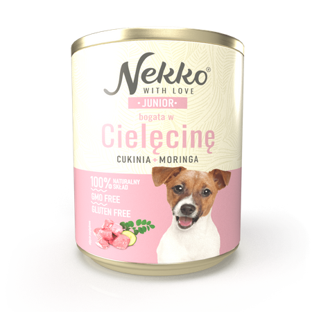 Nekko Junior Cielęcina z cukinią i moringą 800g - mokra karma dla szczeniąt