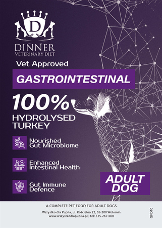 Dinner Peptide+ Gastrointestinal zdrowie układu trawiennego - hydrolizowany indyk 10kg - sucha karma dla dorosłych psów