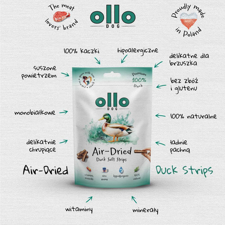 Ollo Air-Dried Duck Strips 80g - przysmaki dla psa z kaczki