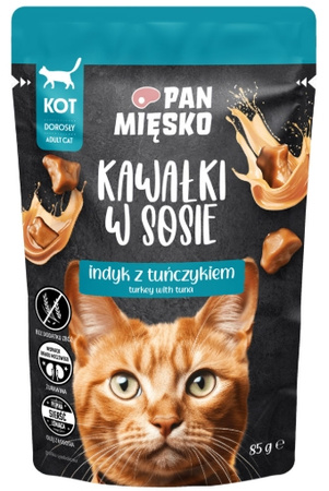 Pan Mięsko indyk z tuńczykiem 85g - mokra karma dla dorosłych kotów