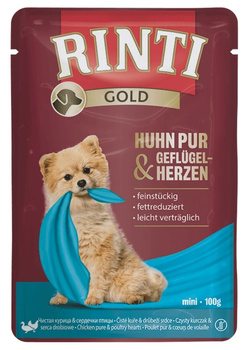 Rinti Gold Kurczak z sercami drobiowymi 100g - mokra karma dla dorosłych psów