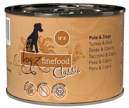 Dogz Finefood Classic N.08 Indyk i koza 200g - mokra karma dla dorosłych psów