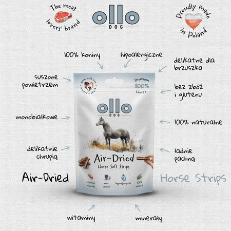 Ollo Air-Dried Horse Strips 80g - przysmaki dla psa z koniny