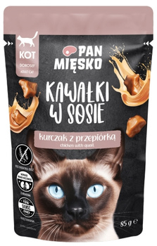 Pan Mięsko kurczak z przepiórką 85g - mokra karma dla dorosłych kotów