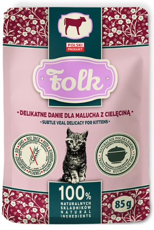 Folk danie z cielęciną 85g - mokra karma dla kociąt