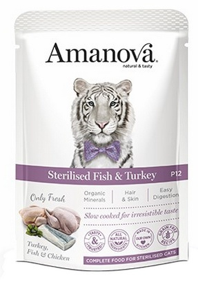 Amanova Cat Sterilised Biała ryba i indyk 85g - mokra karma dla kotów po sterylizacji