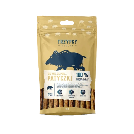 Trzypsy Deluxe patyczki z dzika 70g - przysmak dla psów