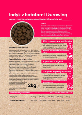 Dinner Large Indyk z batatami i żurawiną 6kg - hipoalergiczna, bezzbożowa karma dla dorosłych psów dużych ras