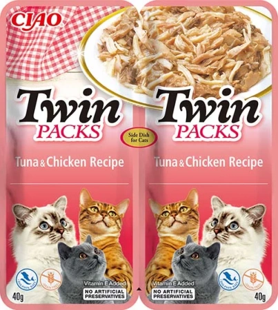 Inaba Twin Packs Tuna & Chicken Recipe in Tuna Broth 2x40g