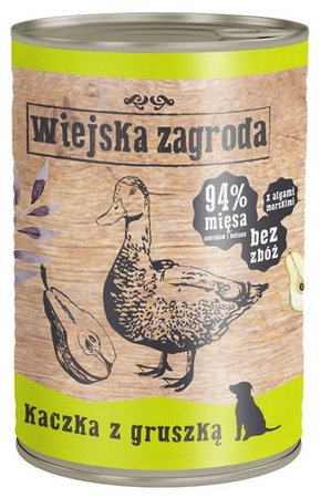 Wiejska Zagroda Kaczka z gruszką 400g - mokra karma dla psów dorosłych