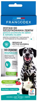 Francodex zestaw do szczotkowania zębów dla psów i kotów - szczoteczka i pasta enzymatyczna