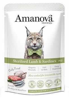 Amanova Cat Sterilised Jagnięcina i sardynki 85g - mokra karma dla kotów po sterylizacji