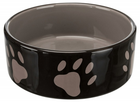 Trixie Miska ceramiczna czarna w szare łapki 0,3L/12cm [TX-24531]