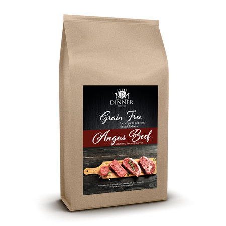 Dinner Wołowina Angus z batatami i marchewką 12kg - hipoalergiczna, bezzbożowa karma dla dorosłych psów