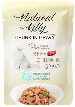 Natural Kitty kurczak, tuńczyk, wołowina w sosie 85g - karma mokra dla dorosłych kotów