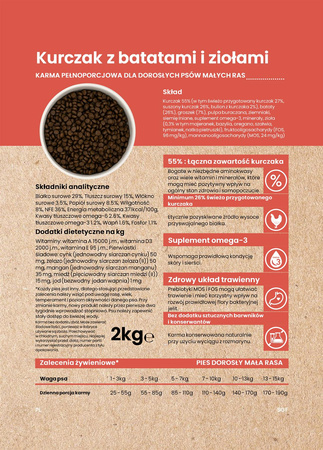 Dinner Small Kurczak z batatami i ziołami 6kg - hipoalergiczna, bezzbożowa karma dla dorosłych psów małych ras