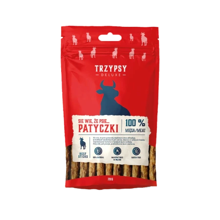 Trzypsy Deluxe patyczki z wołowiny 70g - przysmak dla psów