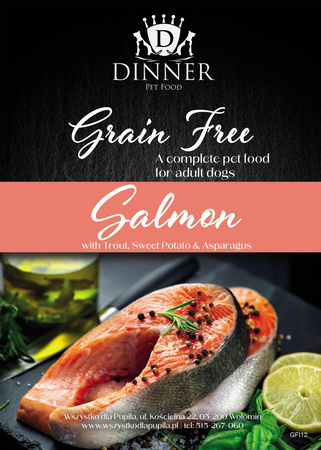 Dinner Łosoś z pstrągiem, batatami i szparagami 6kg - hipoalergiczna, bezzbożowa karma dla dorosłych psów