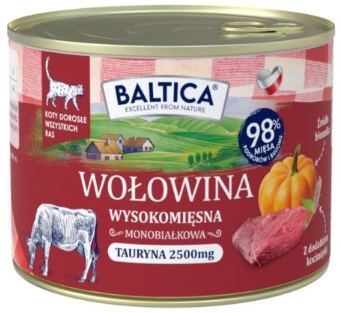 Baltica wołowina 185g  - mokra karma dla dorosłych kotów