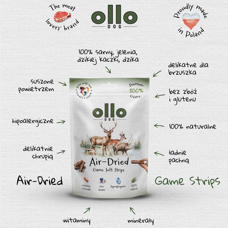 Ollo Air-Dried Game Strips 80g - przysmaki dla psa z dziczyzny