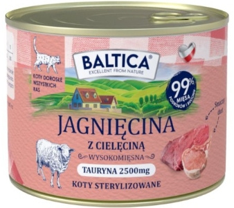 Baltica jagnięcina z cielęciną 185g  - mokra karma dla dorosłych kotów