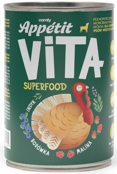 Comfy Appetit Vita Superfood indyk puszka 400g - mokra karma dla dorosłych psów