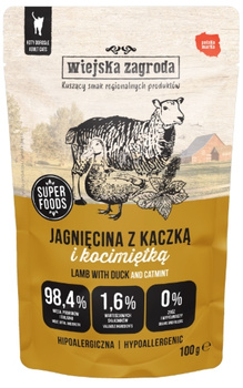 Wiejska Zagroda jagnięcina z kaczką i kocimiętką 85g - mokra karma dla dorosłych kotów