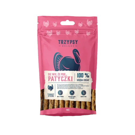 Trzypsy Deluxe patyczki z indyka 70g - przysmak dla psów