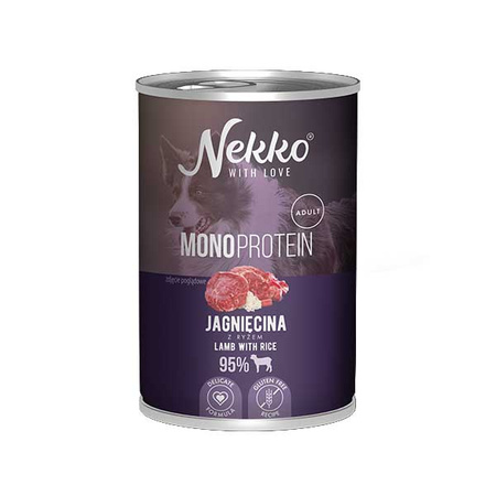 Nekko Monoprotein jagnięcina z ryżem 400g - mokra karma dla dorosłych psów