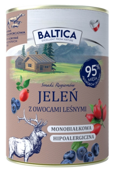 Baltica Jeleń z owocami leśnymi 400g - mokra karma dla dorosłych psów