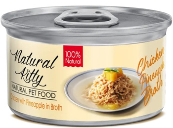 Natural Kitty kurczak z ananasem w bulionie 85g - karma mokra dla dorosłych kotów