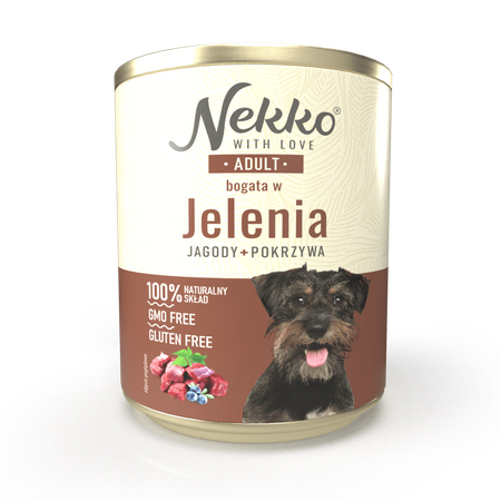 Nekko Jeleń z jagodami i pokrzywą 800g - mokra karma dla dorosłych psów