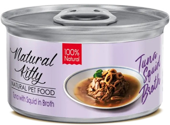 Natural Kitty tuńczyk z kalmarami w bulionie 80g - karma mokra dla dorosłych kotów