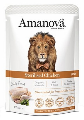 Amanova Cat Sterilised Kurczak 85g - mokra karma dla kotów po sterylizacji