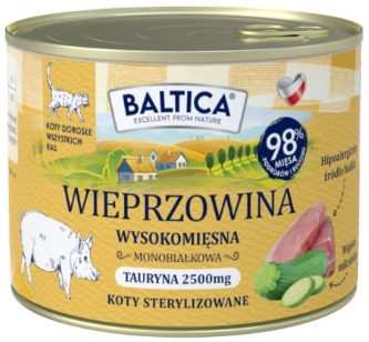 Baltica wieprzowina 185g  - mokra karma dla dorosłych kotów