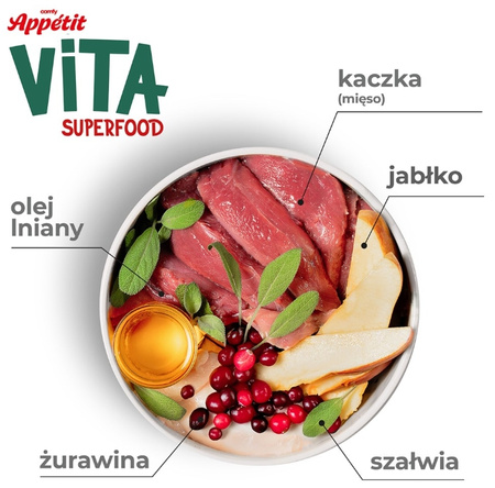 Comfy Appetit Vita Superfood kaczka puszka 400g - mokra karma dla dorosłych psów