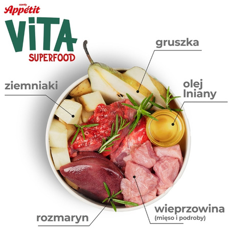 Comfy Appetit Vita Superfood wieprzowina puszka 400g - mokra karma dla dorosłych psów