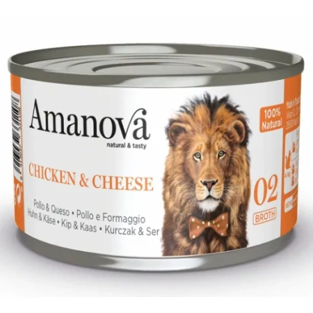 Amanova Cat Kurczak z serem w bulionie 70g - mokra karma dla dorosłych kotów