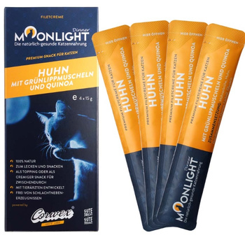Moonlight Dinner mus z kurczaka z omułkiem i komosą ryżową 4x15g - przysmak dla kota